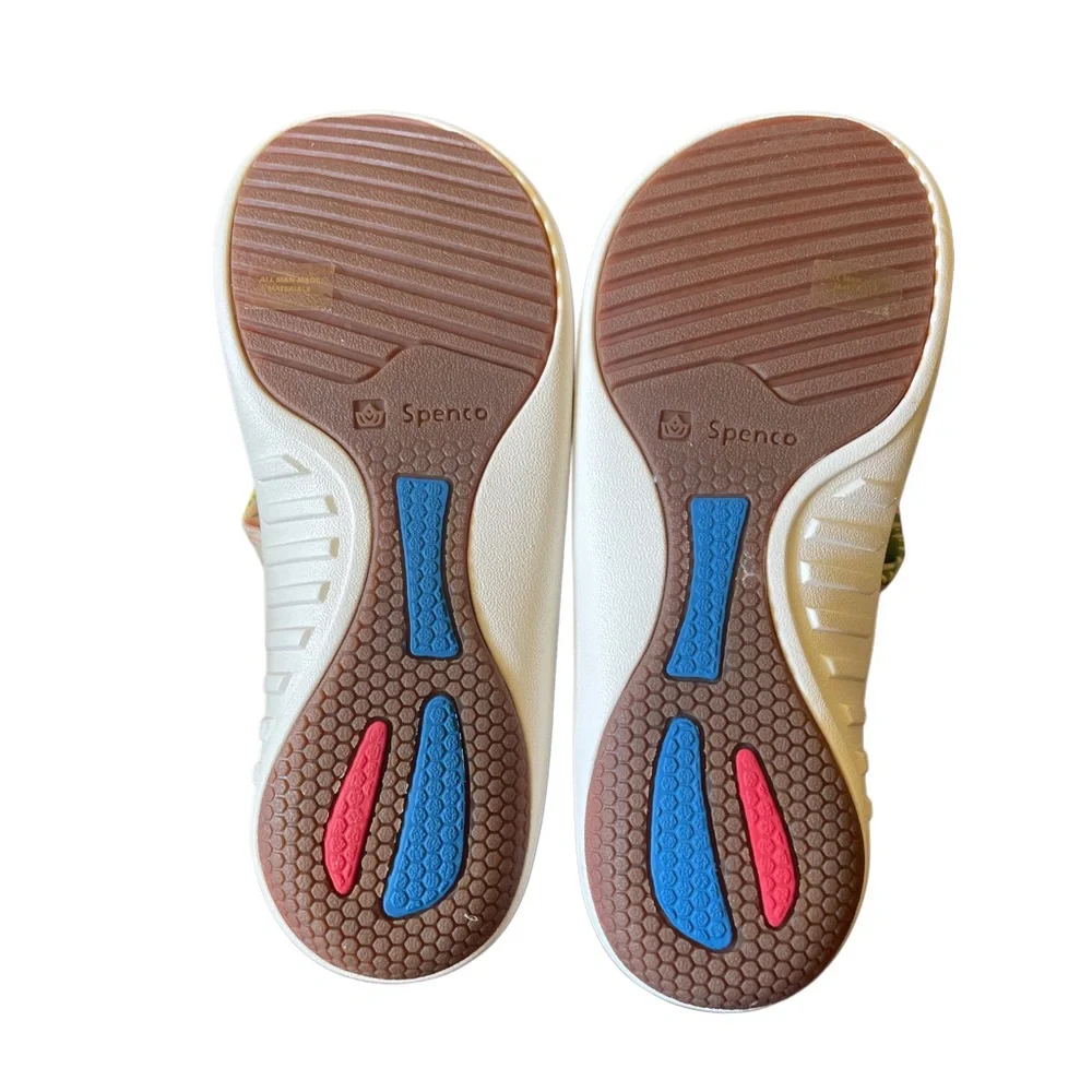 Spenco Yumi Tropical Palm Print Orthotic Thong Sandals Pink Green Mens 10 - Picture 4 of 5